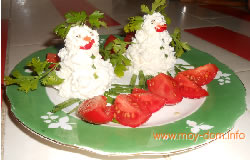сырный салат снеговики